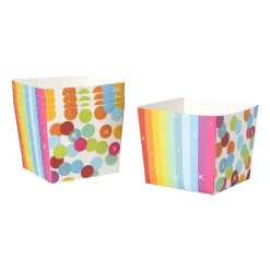Xenos Wegwerpservies-Papieren snackcups regenboog - set van 5 - ø8,5x9,5 cm
