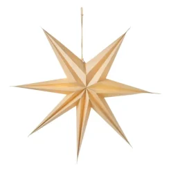 Xenos Hanglampen-Papieren ster met licht - hout look - ⌀60 cm