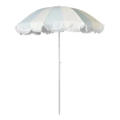 Xenos Parasols|Strandaccessoires-Parasol gestreept - lichtblauw/wit - ø160x180 cm