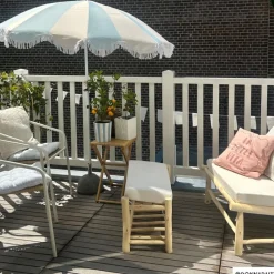 Xenos Parasols|Strandaccessoires-Parasol gestreept - lichtblauw/wit - ø160x180 cm