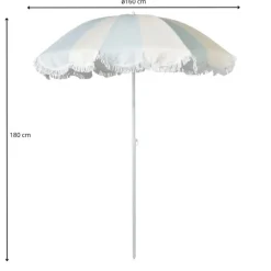 Xenos Parasols|Strandaccessoires-Parasol gestreept - lichtblauw/wit - ø160x180 cm