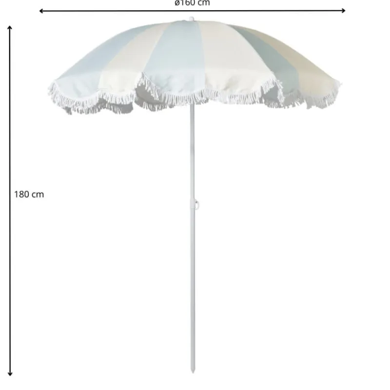 Xenos Parasols|Strandaccessoires-Parasol gestreept - lichtblauw/wit - ø160x180 cm