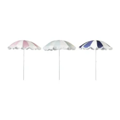 Xenos Parasols|Strandaccessoires-Parasol gestreept - lichtblauw/wit - ø160x180 cm