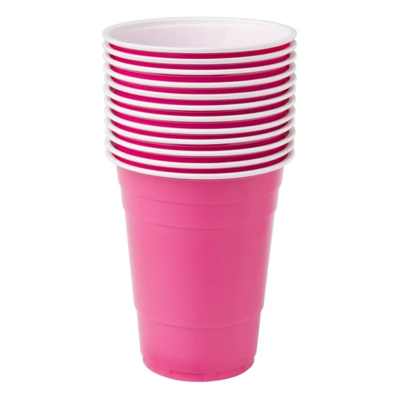 Xenos Wegwerpservies|Babyshower-Partycup roze - 530 ml - 12 stuks