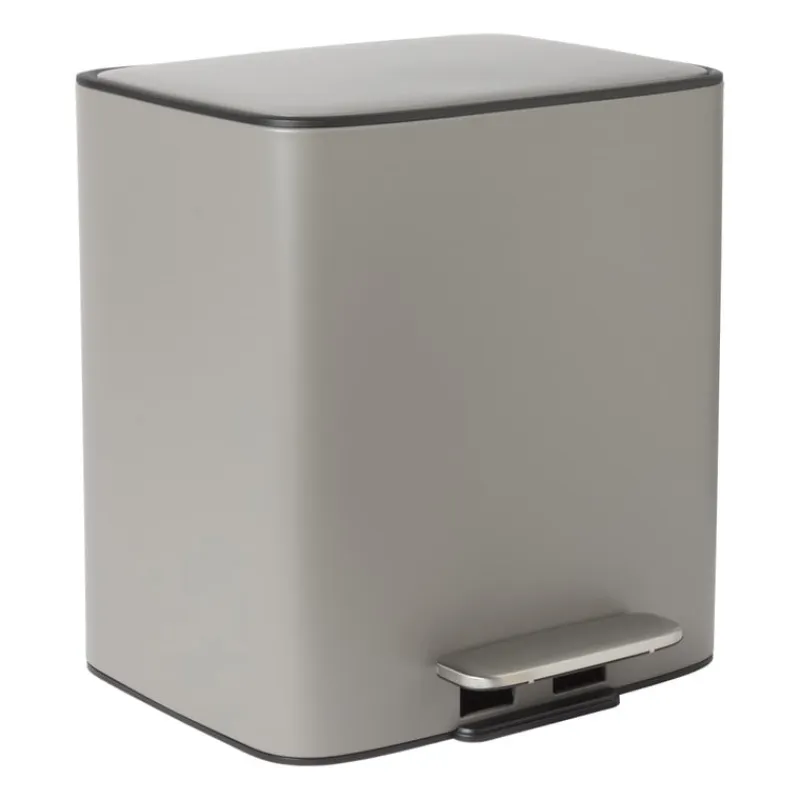 Xenos Pedaalemmers-Pedaalemmer 2 vakken - grijs - 2x 11.5 liter