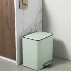 Xenos Pedaalemmers|Prullenbakken-Pedaalemmer 2 vakken - groen - 2x 11.5 liter