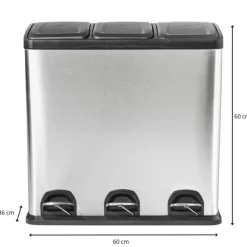 Xenos Pedaalemmers|Prullenbakken-Pedaalemmer 3 vakken - 3x20 liter