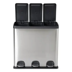Xenos Pedaalemmers|Prullenbakken-Pedaalemmer 3 vakken - 3x20 liter
