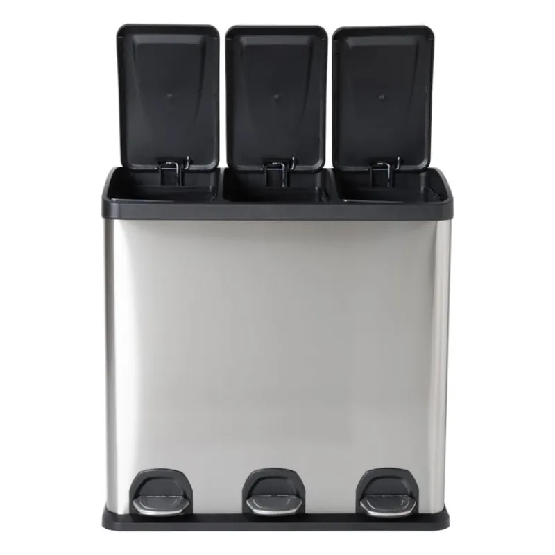 Xenos Pedaalemmers|Prullenbakken-Pedaalemmer 3 vakken - 3x20 liter