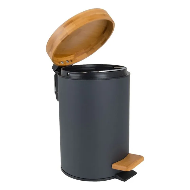 Xenos Badkamer Prullenbakken|Prullenbakken-Pedaalemmer Nature - antraciet - 3 liter