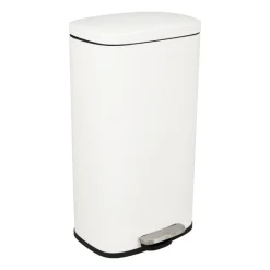 Xenos Pedaalemmers|Prullenbakken-Pedaalemmer rechthoek - mat wit - 30 liter