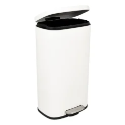 Xenos Pedaalemmers|Prullenbakken-Pedaalemmer rechthoek - mat wit - 30 liter