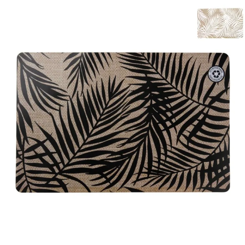 Xenos Placemats-Placemat bladeren - beige/zwart - 43.5x28.5 cm - diverse varianten