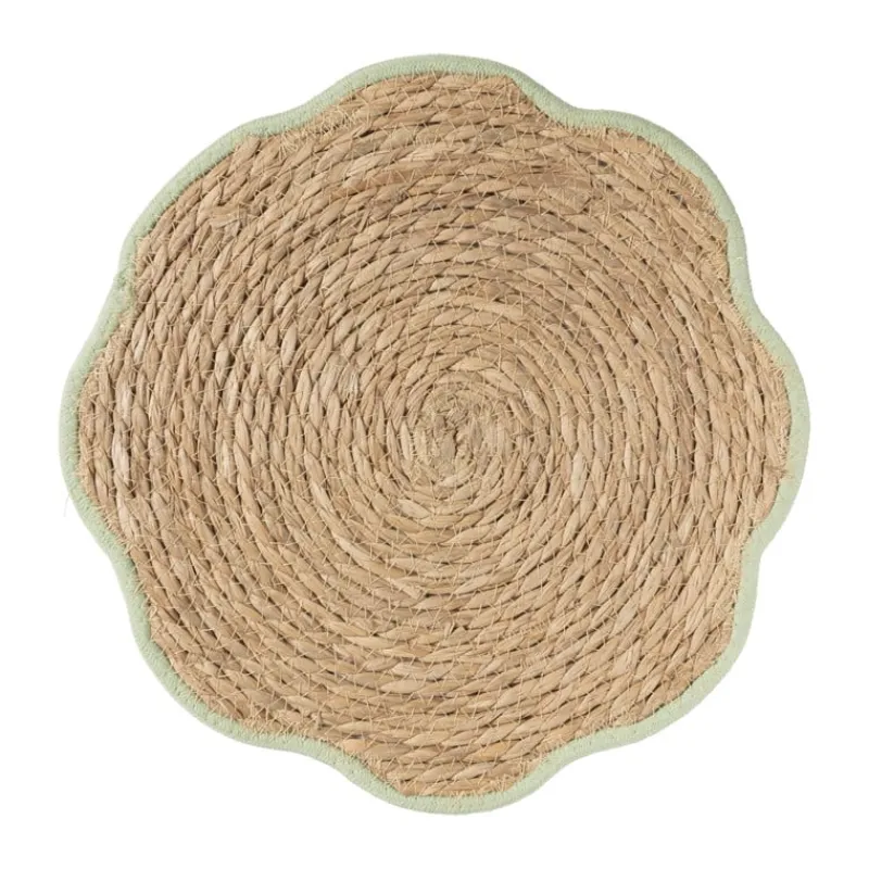 Xenos Placemats-Placemat bloem groen - zeegras - ø38 cm