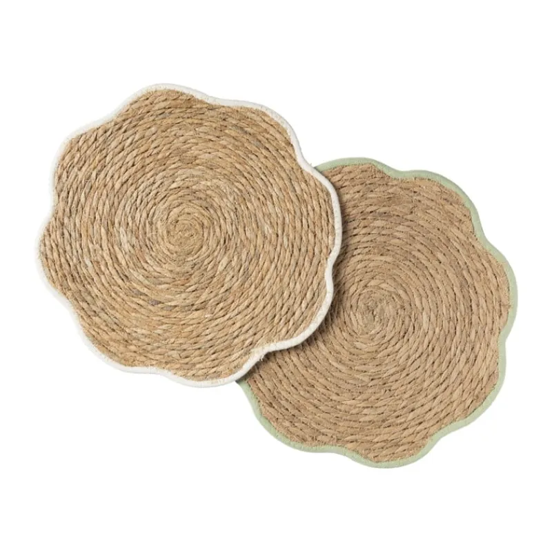 Xenos Placemats-Placemat bloem groen - zeegras - ø38 cm