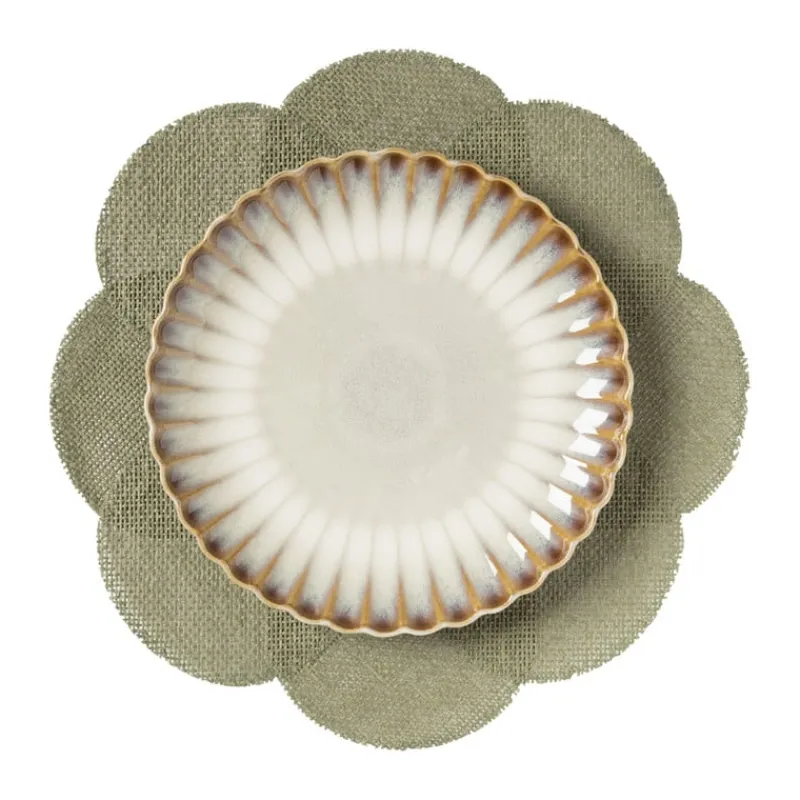 Xenos Placemats-Placemat 3D bloem - groen - ø38 cm