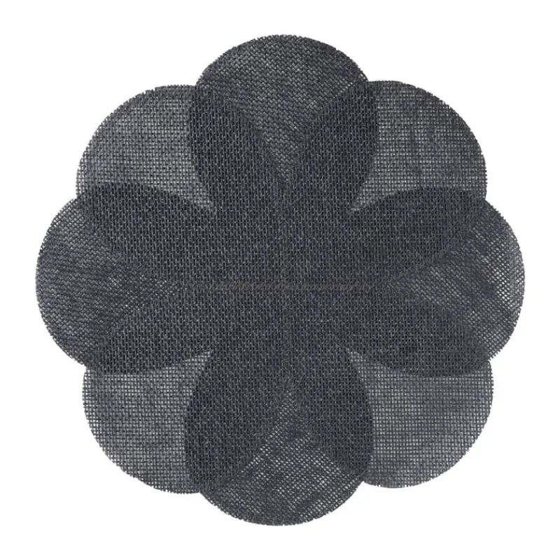 Xenos Placemats-Placemat 3D bloem - zwart - ø38 cm