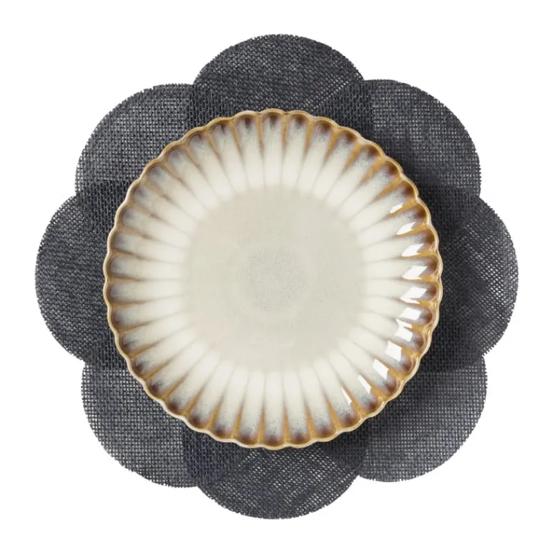 Xenos Placemats-Placemat 3D bloem - zwart - ø38 cm