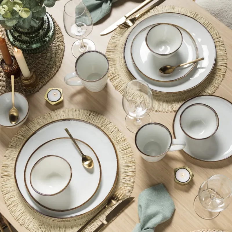 Xenos Placemats-Placemat franjes - zand - ⌀38 cm