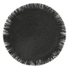 Xenos Placemats-Placemat franjes - zwart - ⌀38 cm