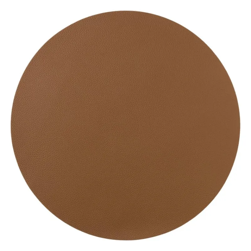 Xenos Placemats-Placemat PU leer - bruin - ø38 cm