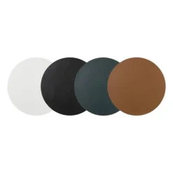 Xenos Placemats-Placemat PU leer - crème - ø38 cm