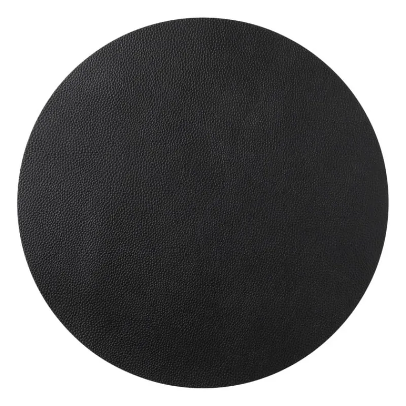 Xenos Placemats-Placemat PU leer - zwart - ø38 cm