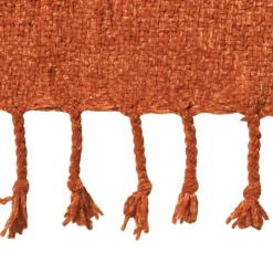 Xenos Plaids-Plaid chenille met kwastjes Marianne - oranje - 170x130 cm