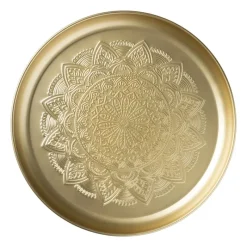 Xenos Kaarsenplateaus-Plateau goud - metaal - ø35x3 cm