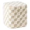 Xenos Poefjes-Poef checks - beige - 38x35x35 cm