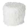 Xenos Poefjes-Poef fluffy - wit - 38x42x42 cm