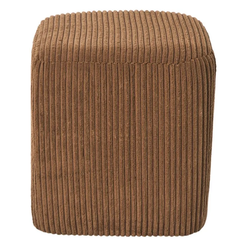 Xenos Poefjes-Poef rib vierkant- bruin - 38x35x35 cm