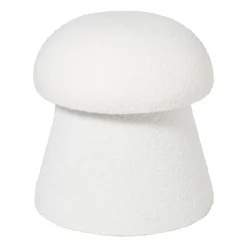 Xenos Poefjes-Poef Teddy Mushroom - wit - ø36x38 cm