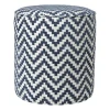 Xenos Poefjes-Poef zigzag - blauw/wit - ø35x38 cm