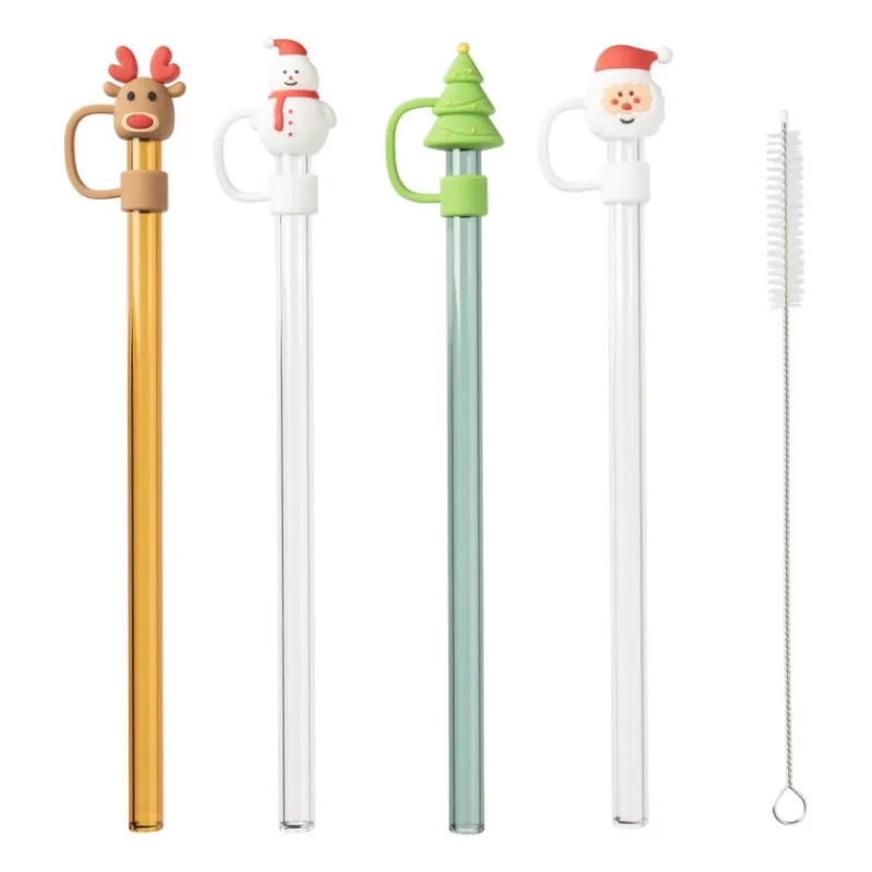 Xenos Rietjes-Rietjes kerst glas - set van 4 - ø1x20 cm