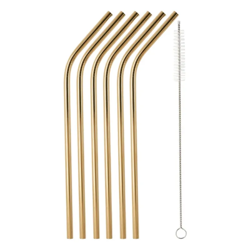 Xenos Rietjes-Rietjes RVS - goud - set van 6
