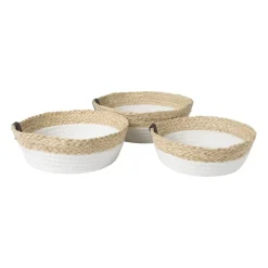 Xenos Manden|Manden-Rond mandje - ø24x8 cm - naturel/wit