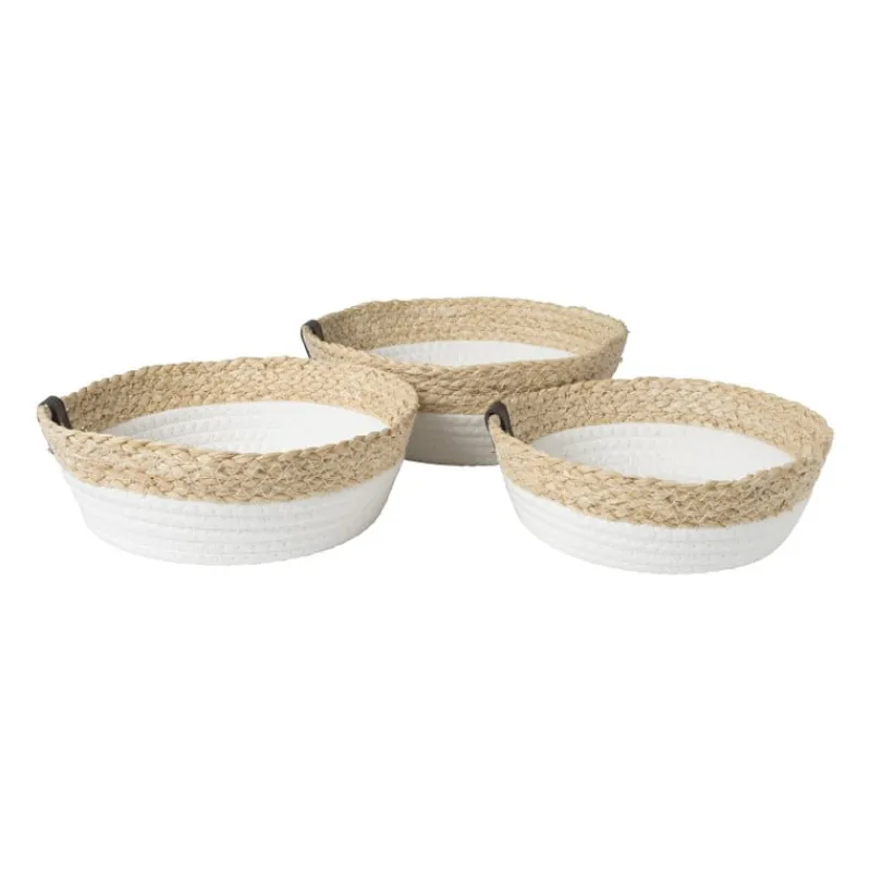 Xenos Manden|Manden-Rond mandje - ø24x8 cm - naturel/wit