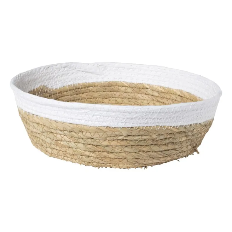 Xenos Manden|Manden-Ronde mand met witte rand - ø33x10 cm