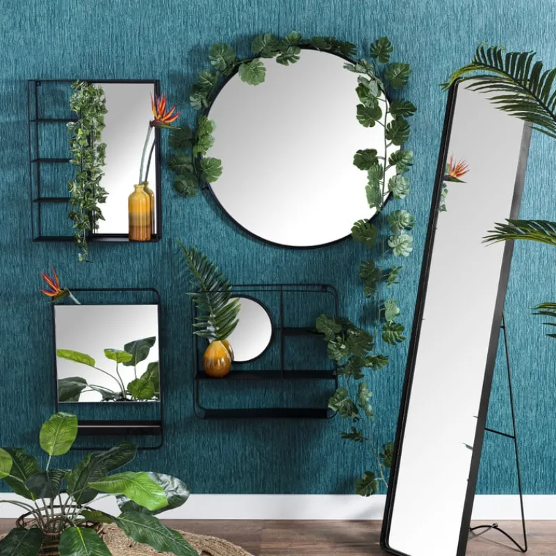 Xenos Kerstcadeaus|Wandspiegels-Ronde spiegel - ø60 cm - metalen lijst