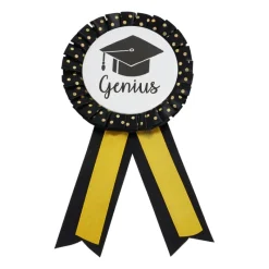 Xenos Verkleedaccessoires-Rozet geslaagd - goud/zwart - 24 cm