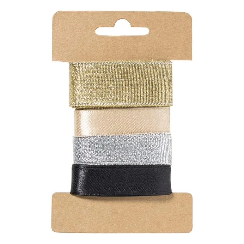 Xenos Cadeaulinten-Satijnen lint 3 meter - goud - set van 4