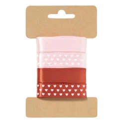 Xenos Cadeaulinten-Satijnen lint 3 meter hartjes - rood - set van 4