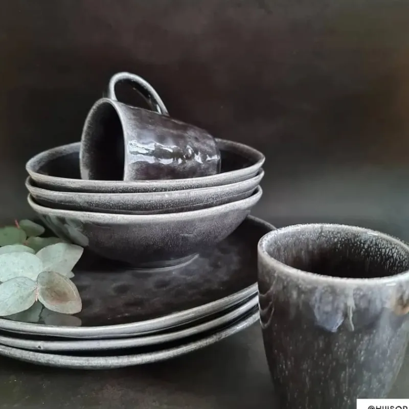 Xenos Schalen-Schaal Toscane - zwart - ø24 cm