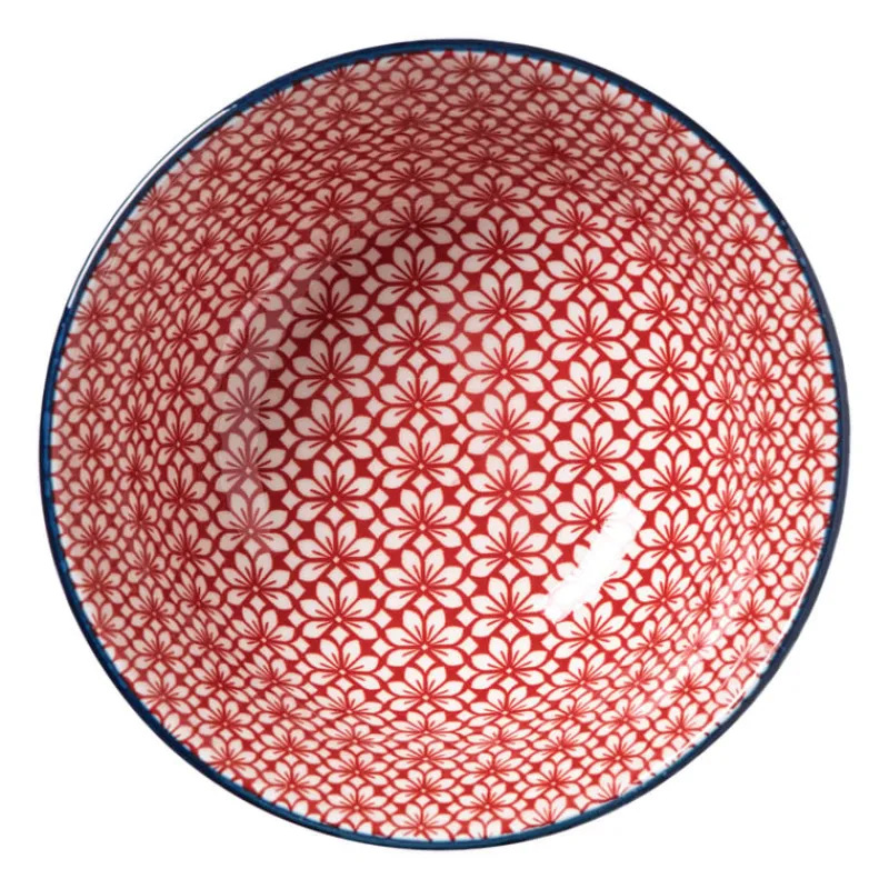 Xenos Tapasservies|Schalen-Schaaltje Amily groot - donkerblauw/rood - ø15.5x7 cm