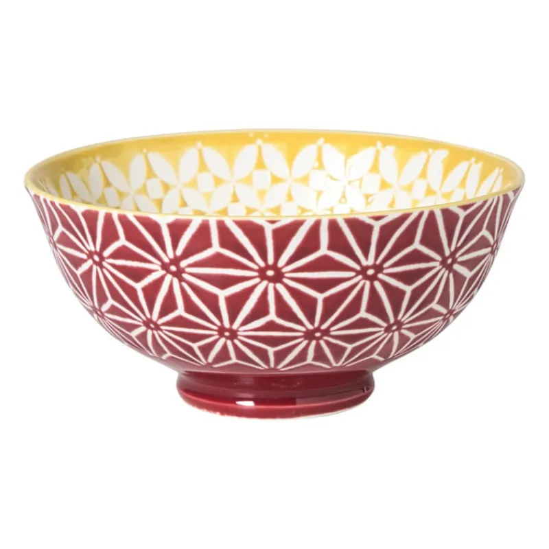 Xenos Tapasservies|Schalen-Schaaltje Aniek middel - bordeauxrood/geel - ø12x5.8 cm