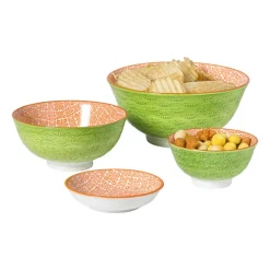 Xenos Tapasservies|Schalen-Schaaltje Anke middel - groen/oranje - ø12x5.8 cm