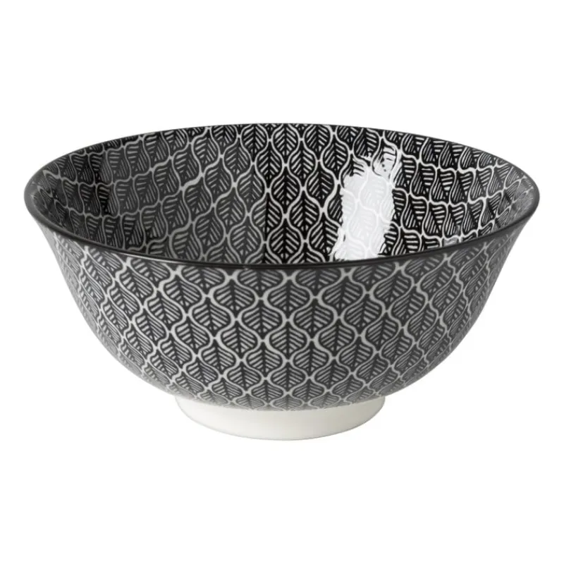 Xenos Schalen-Schaaltje black print blaadjes - ø16x6.5 cm