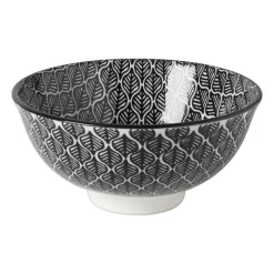Xenos Schalen-Schaaltje black print blaadjes - ø12x6 cm