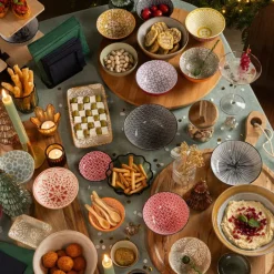 Xenos Schalen-Schaaltje black print blaadjes - ø12x6 cm